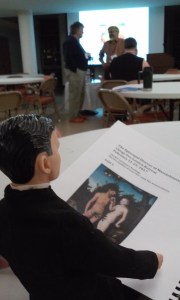 Waiting for the speaker to begin. 